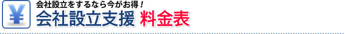 会社起業支援 料金表